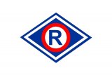 logo ruchu drogowego. &quot;R&quot; w rombie.